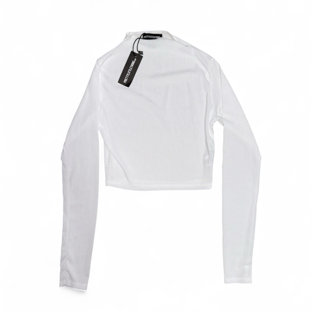 Basic white rib, high neck, long sleeve